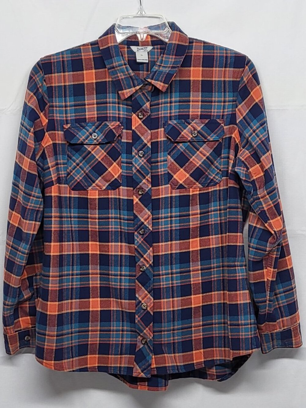 Duluth Trading Womens Shirt Button Up XL Button Up Heavy Flannel Twill Plaid